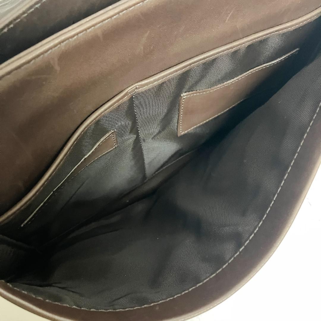 COACH 2way Leather Business Briefcase 5235 Dark Brown 43cm 30cm 14cm Authentic