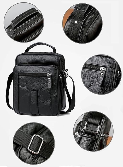 Mens Genuine Leather Messenger Bag Crossbody Bag Casual Business Shoulder Bag