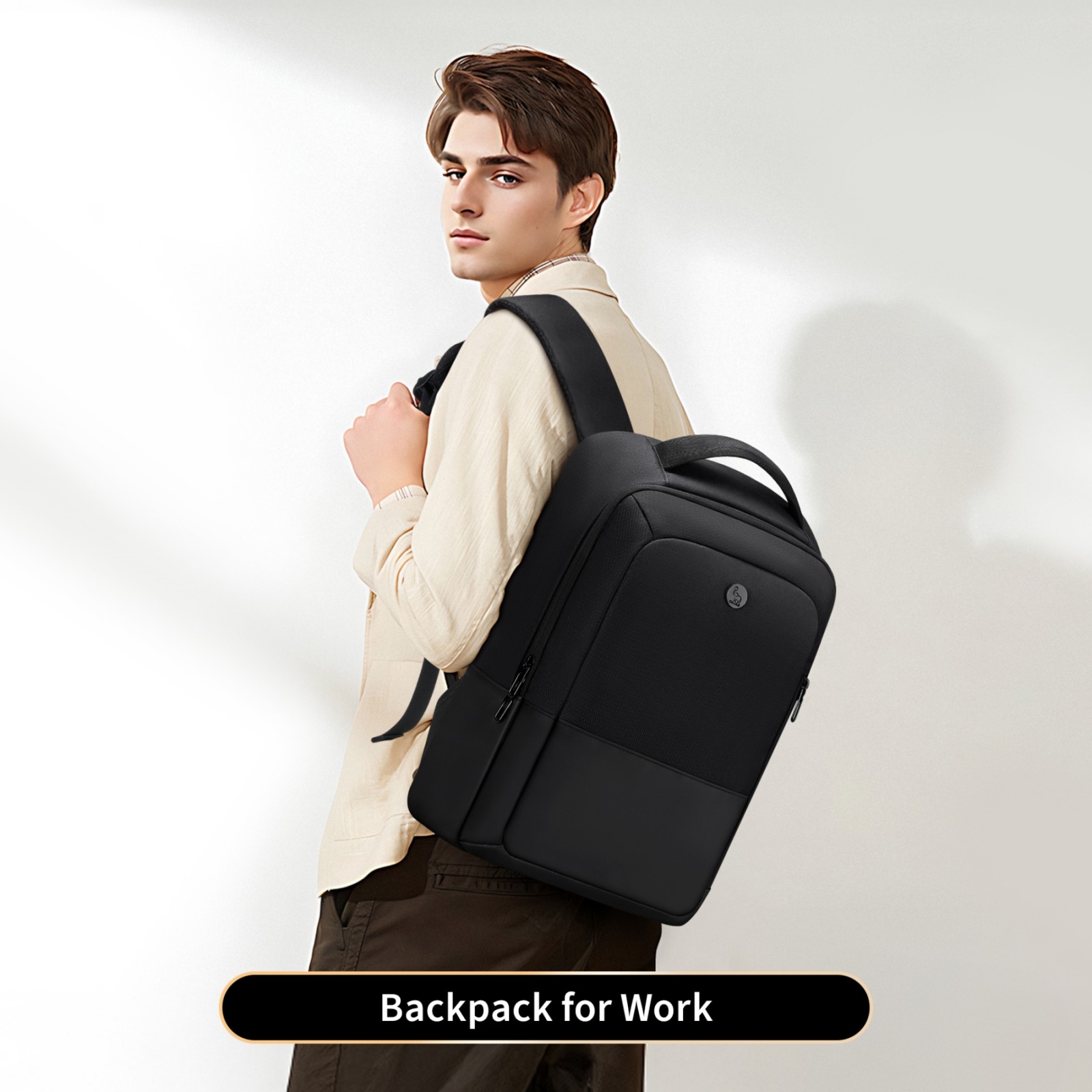 OIWAS Men Classic Backpack Waterproof 15.6″ Laptop Backpack Black with USB Port