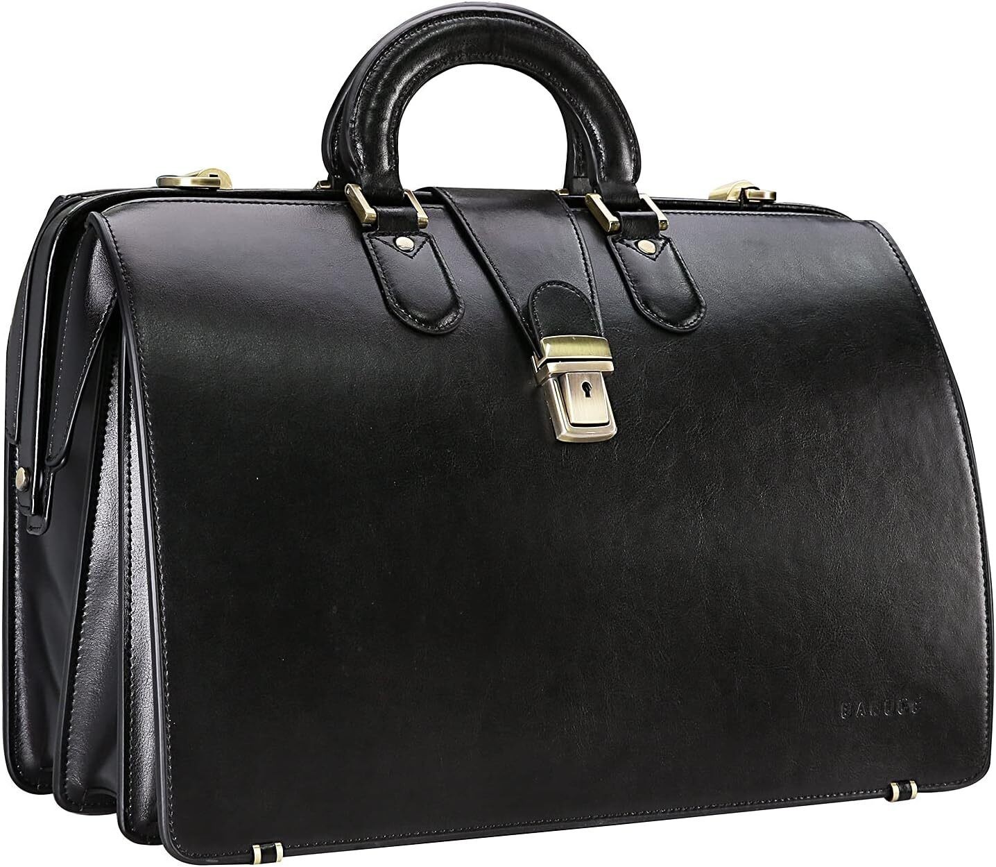 Leather Briefcase Men W/ Lock Lawyer / Doctor Bag 15.6 in Laptop 3 Compartments
