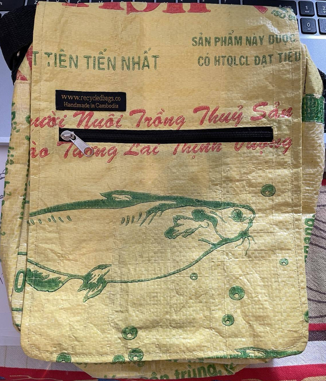Fair Trade Recycled Fish Feed Small Messenger Bags Handmade in Cambodia!!