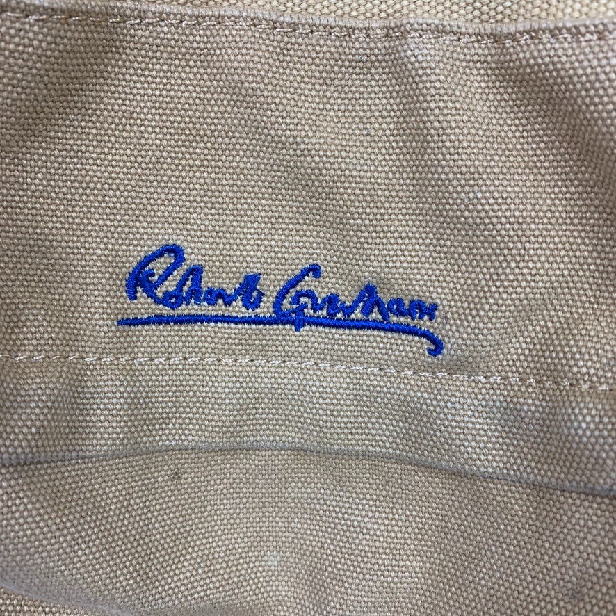 Robert Graham Drawstring Canvas w/Leather Trim Backpack/Book Bag • Beige/Tan