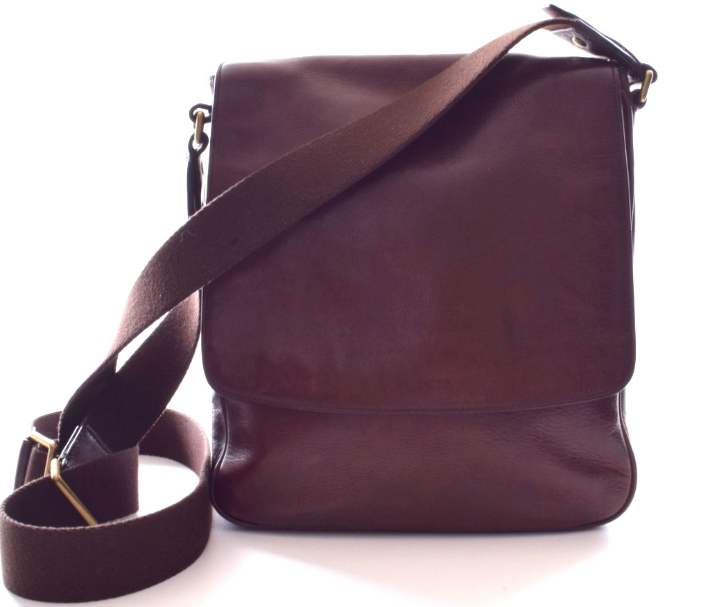 COACH Bleecker Map Bag 70942 Brown Leather Flap Men Crossbody EUC