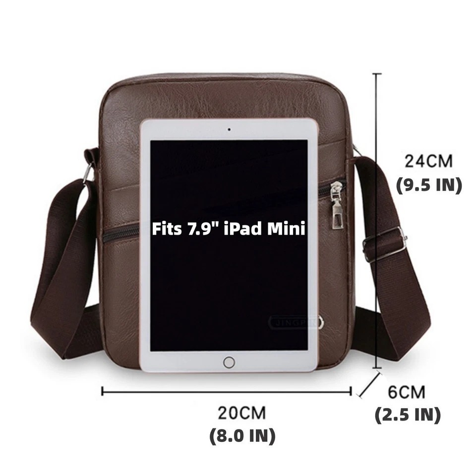 Men‘s Leather Shoulder Bag Handbag Crossbody Bag Sling Briefcase Messenger Bag