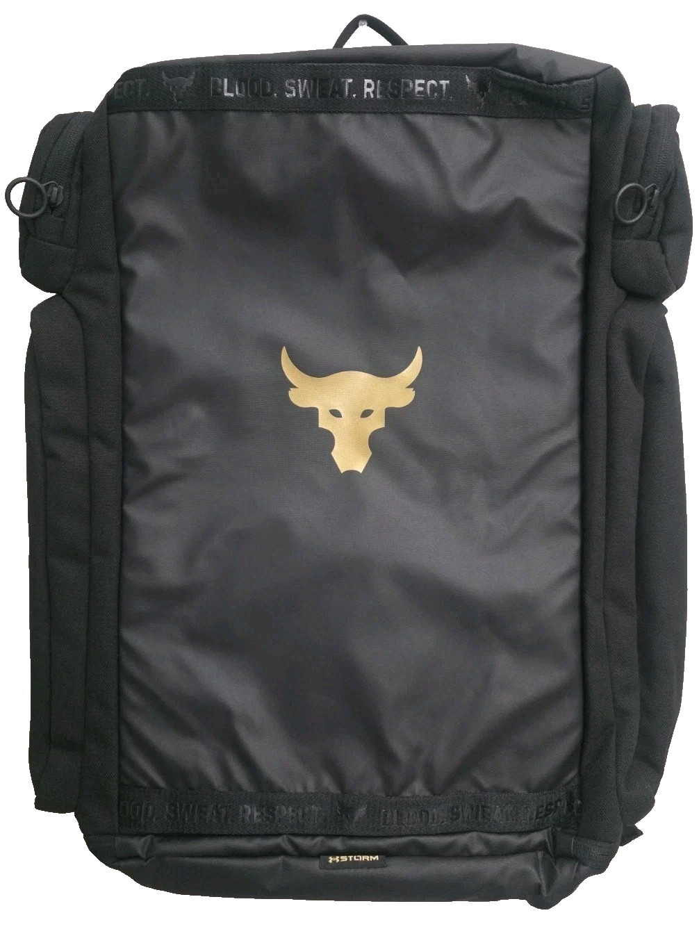 Under Armour UA Project Rock Duffle Backpack Bag Black & Gold Large