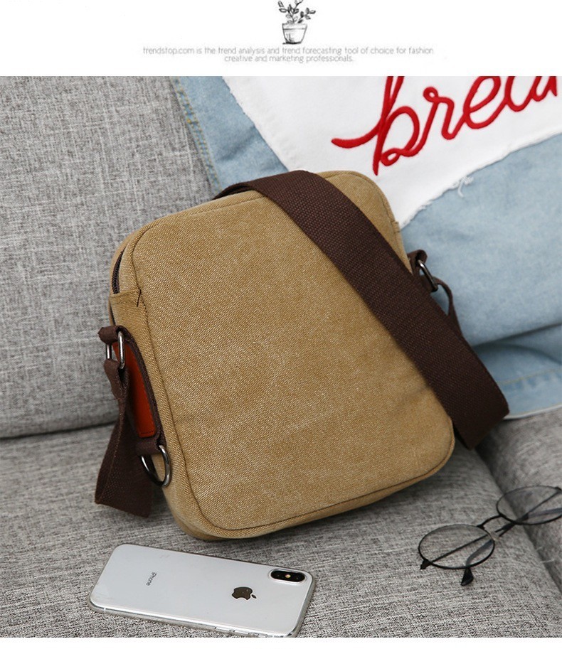Vintage Canvas Messenger Bag for Men, Multi-Pocket Casual Shoulder Bag