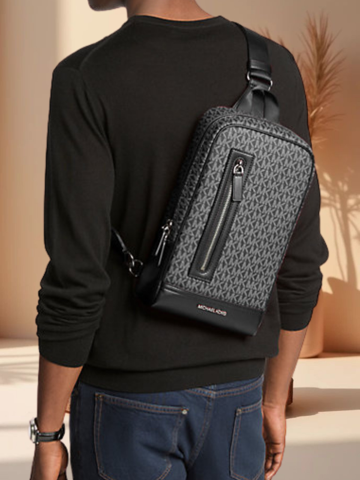 Michael Kors Cooper Men’s MK Logo A Line Sling Pack Bag Crossbody Variation