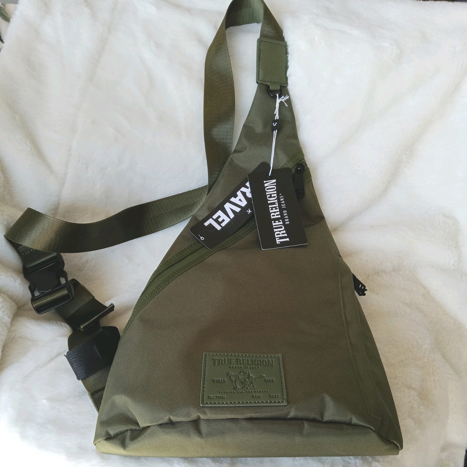 True Religion Yeta 2.0 Men’s Crossbody Bag Sling Style (NWT) Buddha Patch Olive