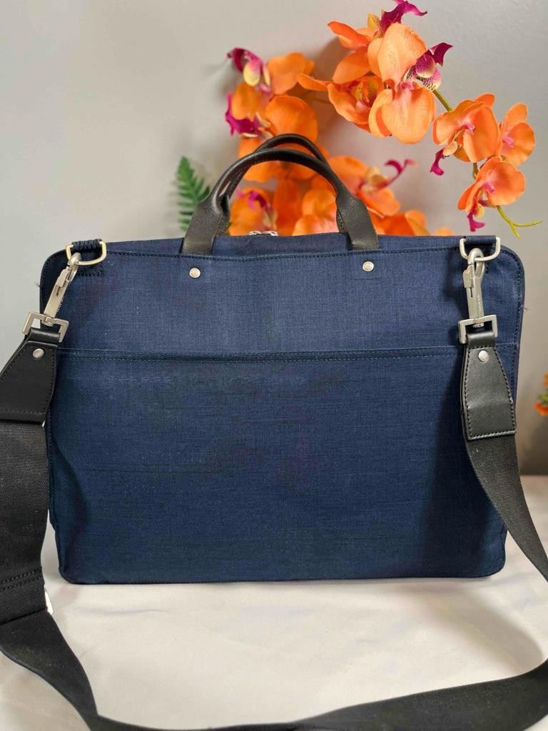 JACK SPADE Tech Oxford Slim Brief Messenger in Navy Blue Nylon