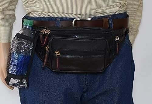 Fanny Pack Waist Bag Multifunction Real Leather Hip Bum Bag Travel Pouch for Men