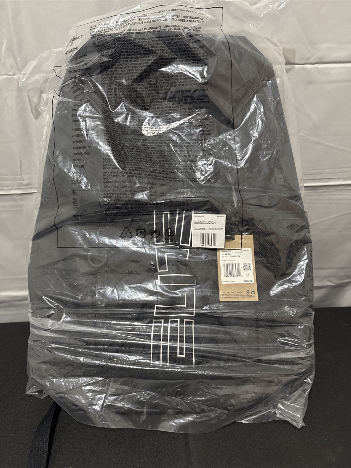 Nike Varsity Elite Backpacks Bubble Strap (32L) Black/Black/Metallic Silver New