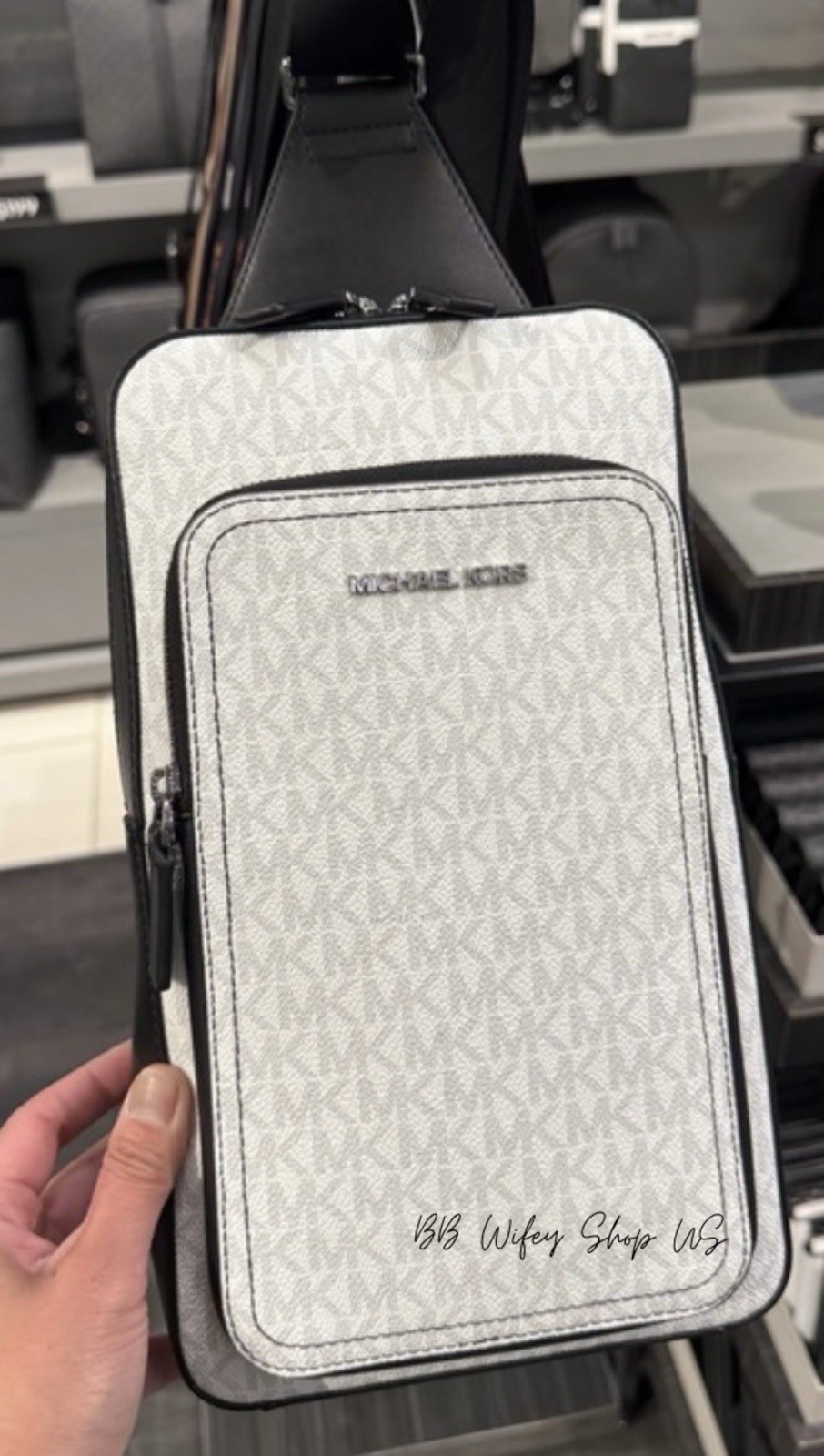 Michael Kors Cooper Slim Commuter Logo Sling Pack Backpack White