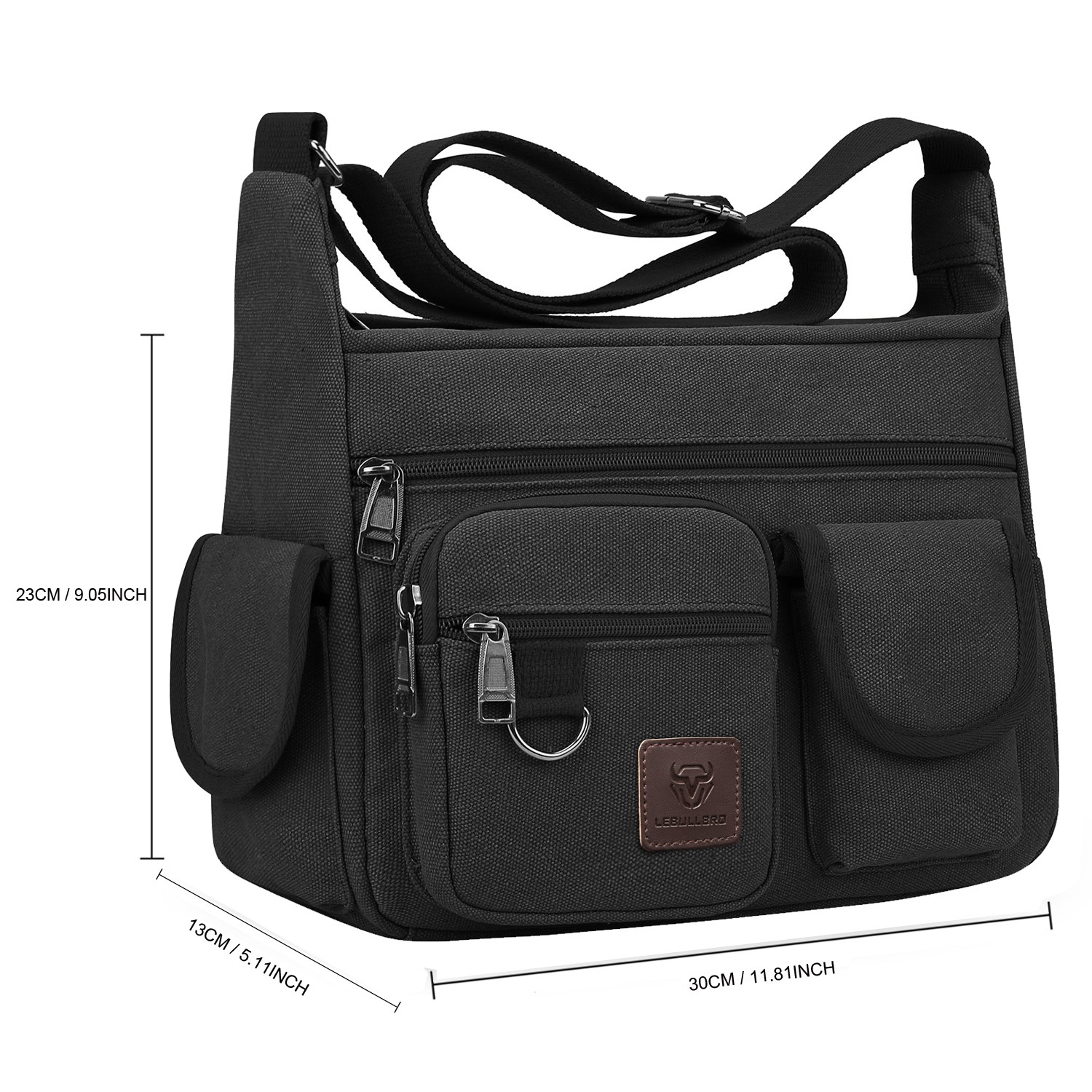 Canvas Bag Mens Messenger Crossbody Shoulder Large Bag with Multiple Pockets M
