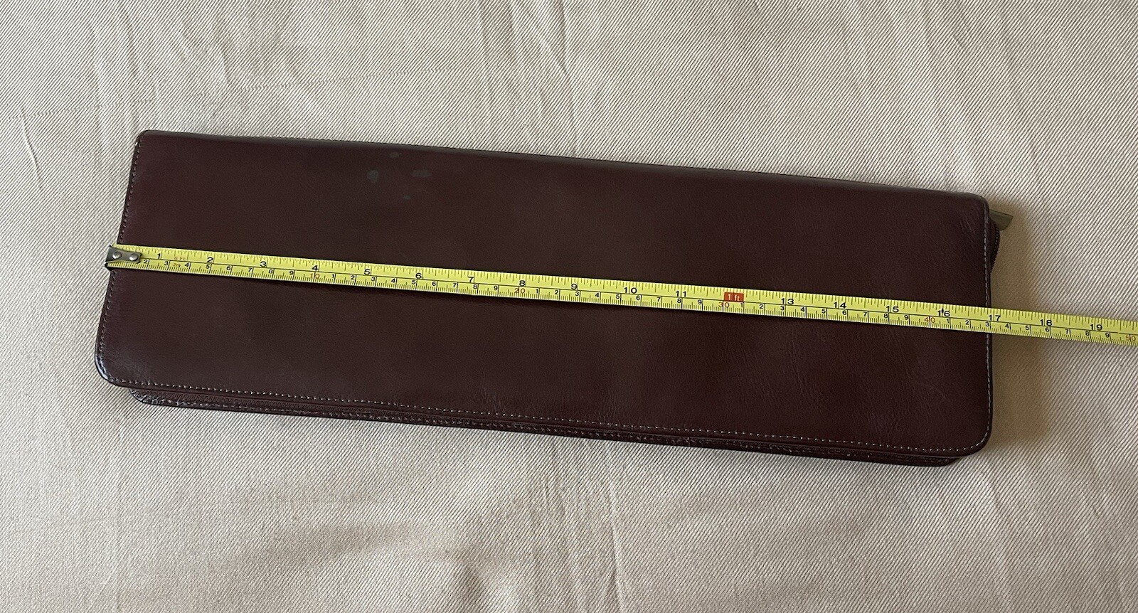 Vintage Red Envelope Brown Leather Tie Travel Carrier Zip Around Travel Case