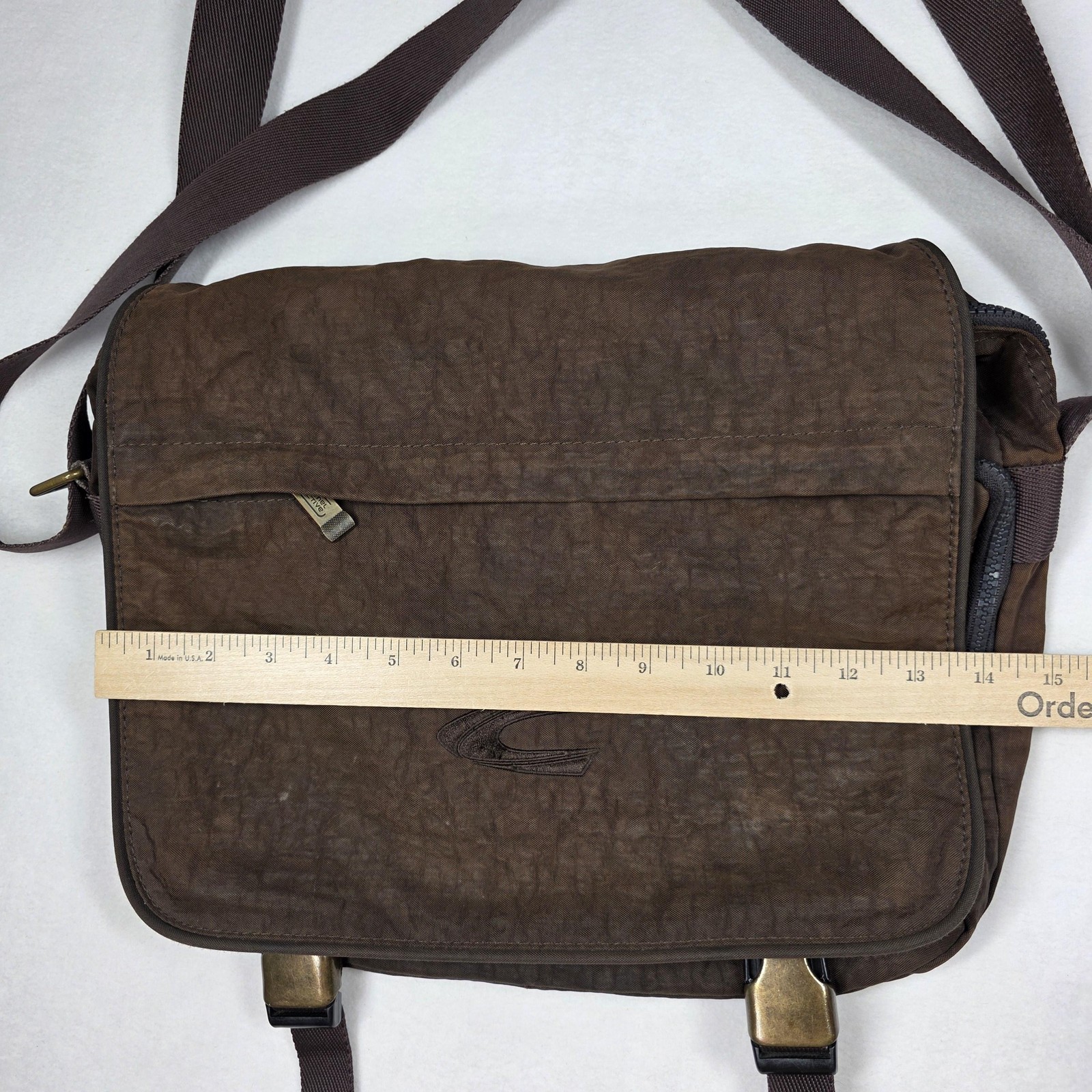 Camel Active Messenger Bag Mens Brown Nylon Crossbody Organizer Travel Commute