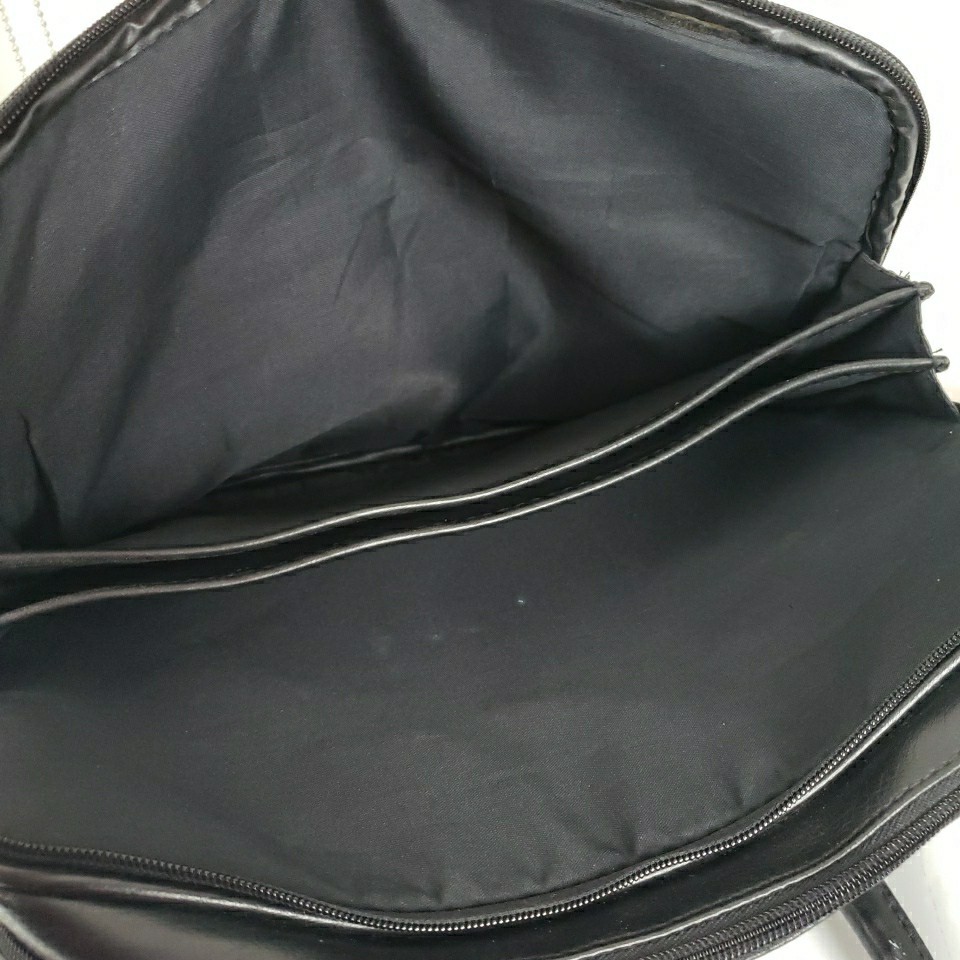 Faux Leather Messenger Bag Briefcase Satchel Black Silver Tone Pockets
