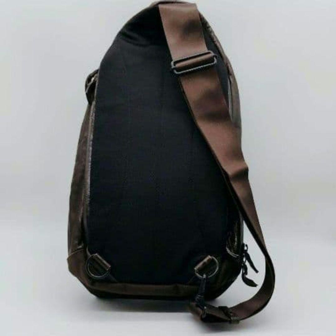 Authentic Porter Brown Leather Sling Shoulder Bag 34cm x 19cm x 10cm Excellent C