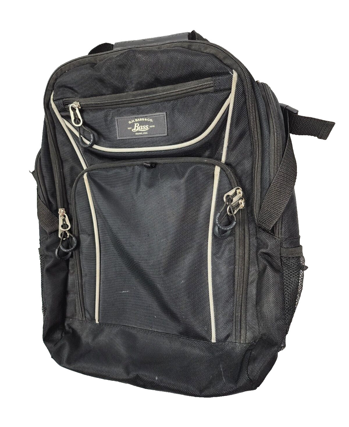 G.H. BASS & Co. Black Nylon Full Size Hiking Laptop Backpack Book Bag