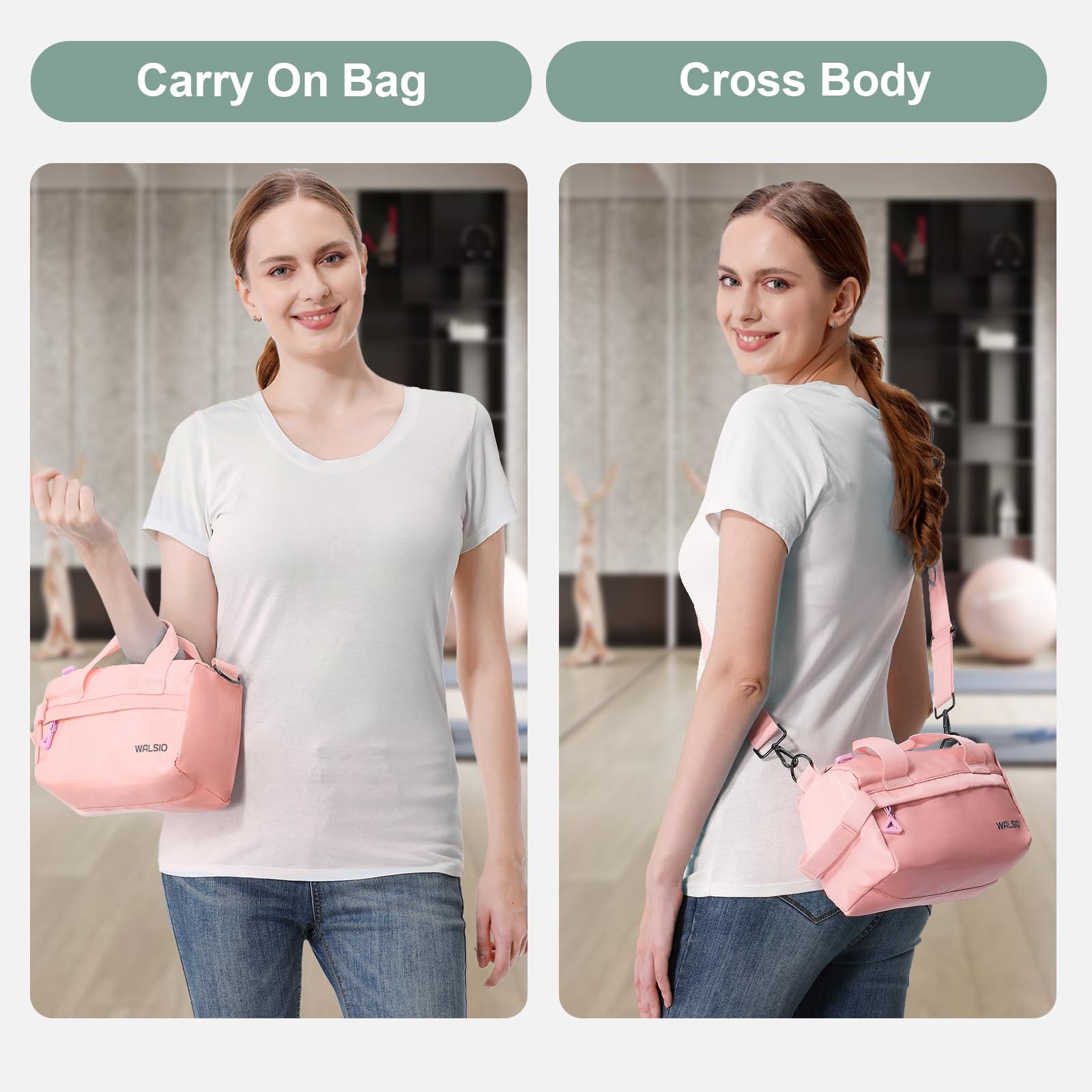 Small Gym Bag 9 inch, Mini Duffle Bag with Adjustable Strap, Lightweight Carr…