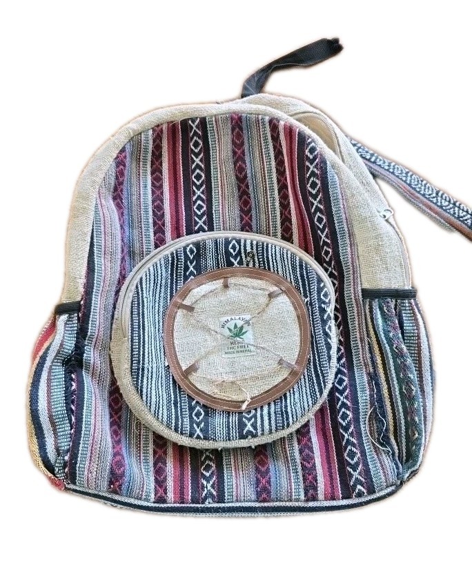 Himalaya Hemp Backpack Boho Festival Bag Made in Nepal Needs Repair