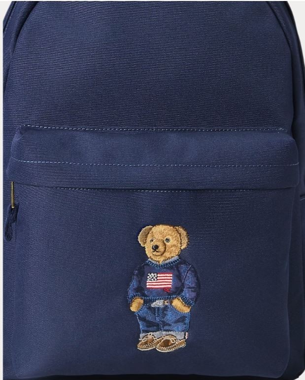 Polo Ralph Lauren School Backpack Bear Logo Navy Blue Laptop Pocket Backpack Bag
