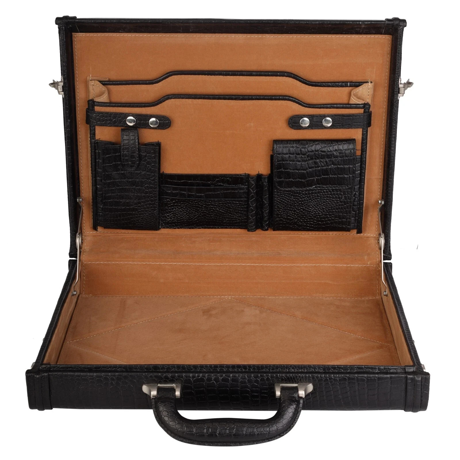 Real Leather Cowhide CROCO Briefcase 12x17x3 inches with Secure Number Lock BC03