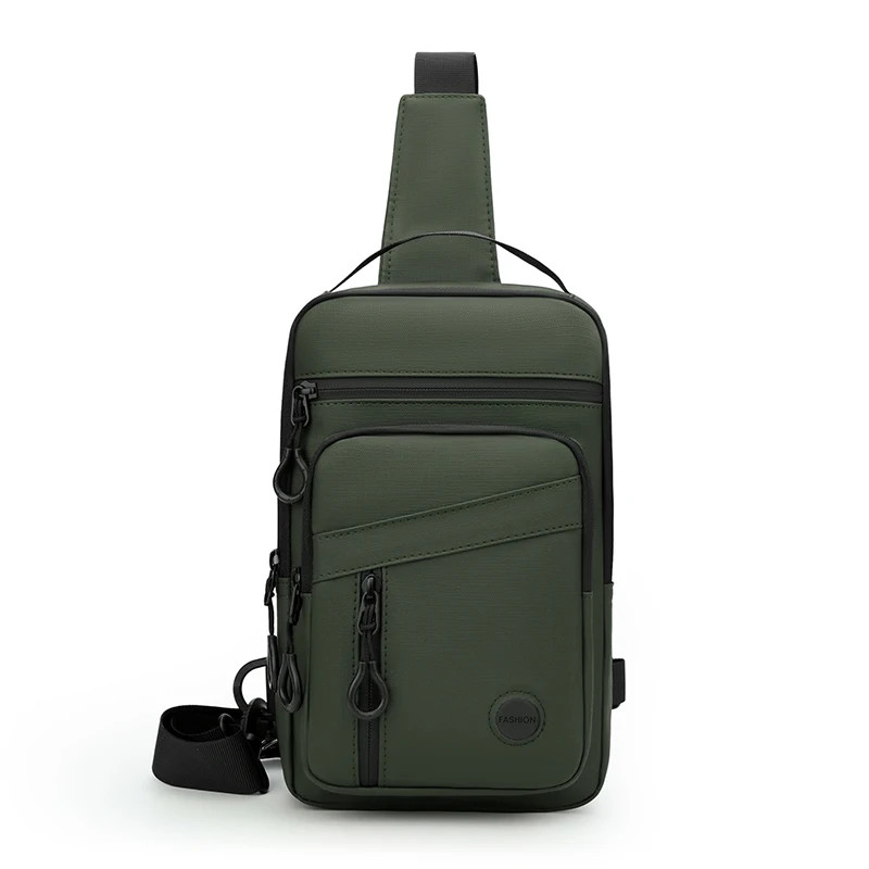 Soft Waterproof PU Leather Chest Bag Men Fashion Casual Sling Crossbody Shoulder