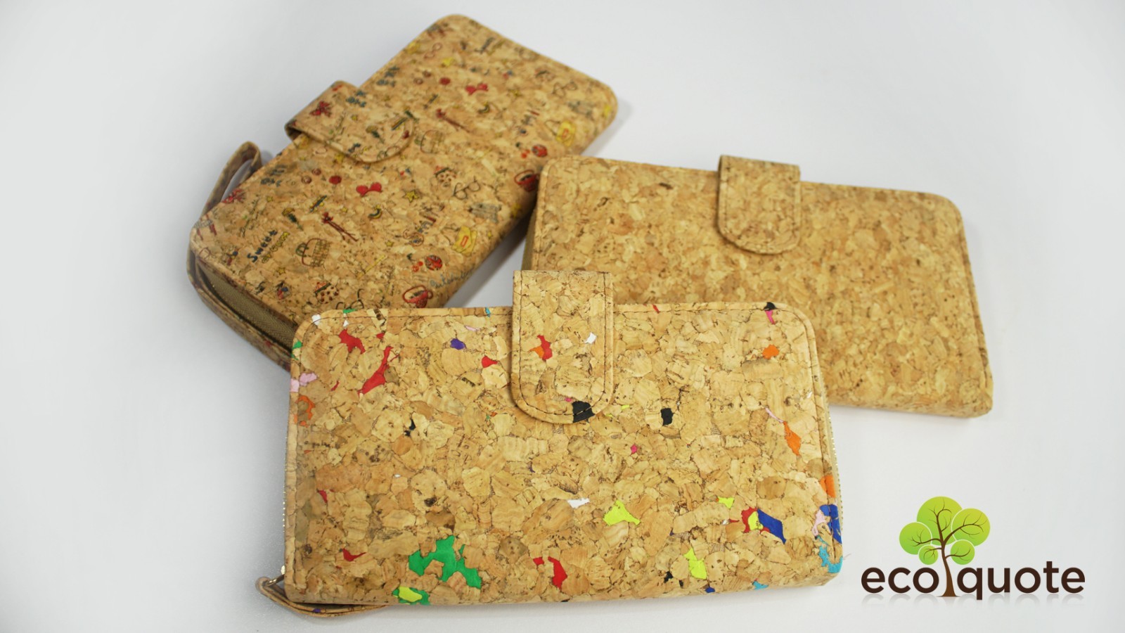 Cork Long Wallet with Zip Button Handmade Eco-Friendly & Sustainable Material