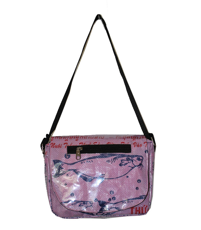 Recycled Fish Feed Shoulder Bag Handmade in Cambodia Fair Trade