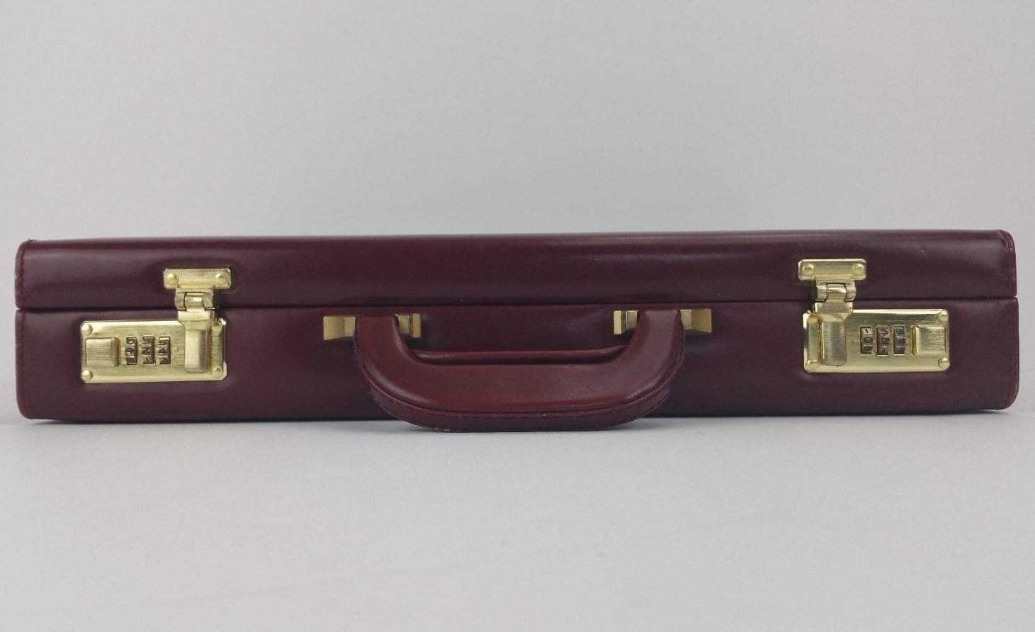 Vintage Skymaster Burgand Split Leather Hard Briefcase Attache Combination Locks