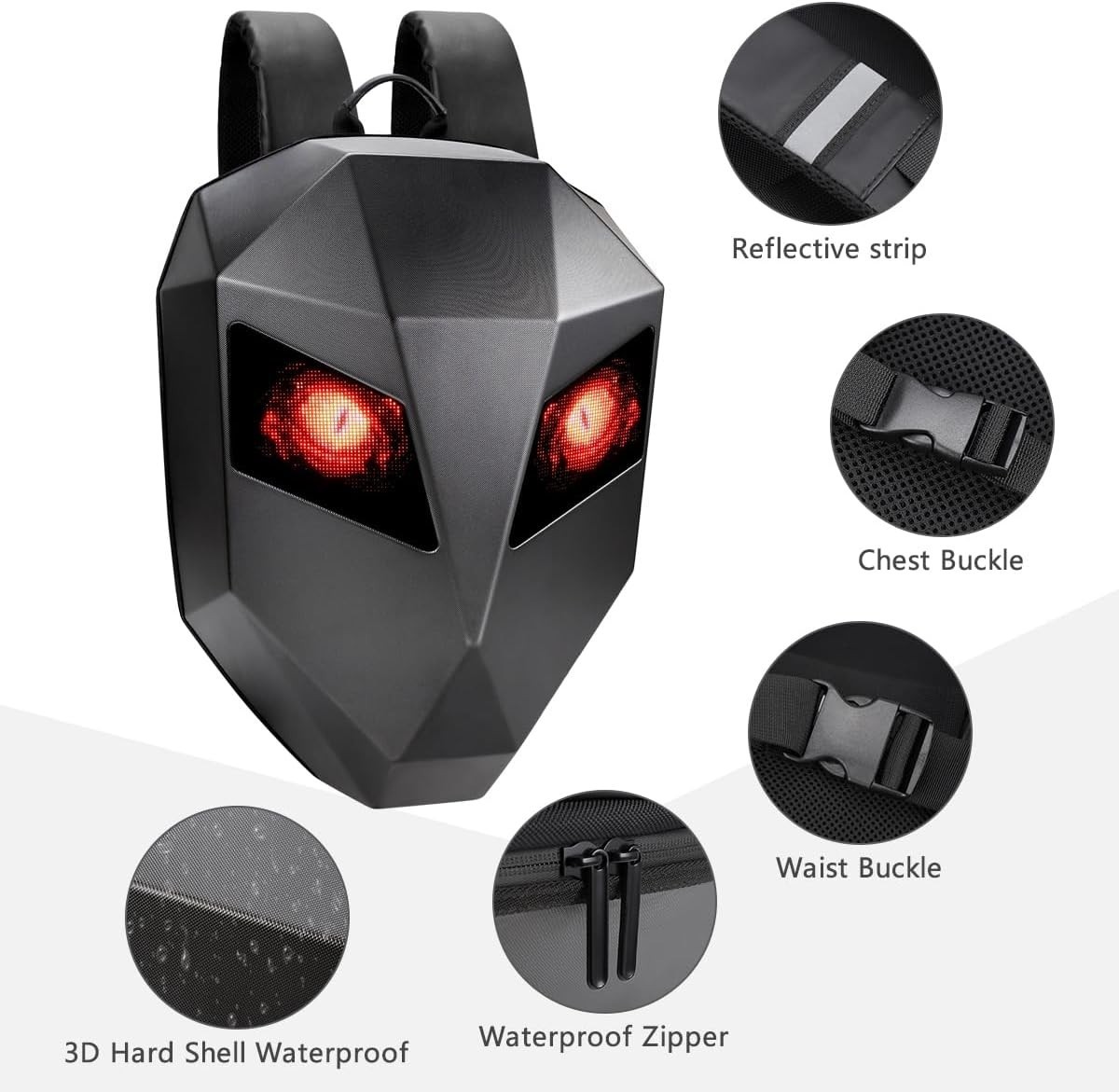 LED Motorcycle Backpack,Knight Backpack, with App Control,Programmable HD Color