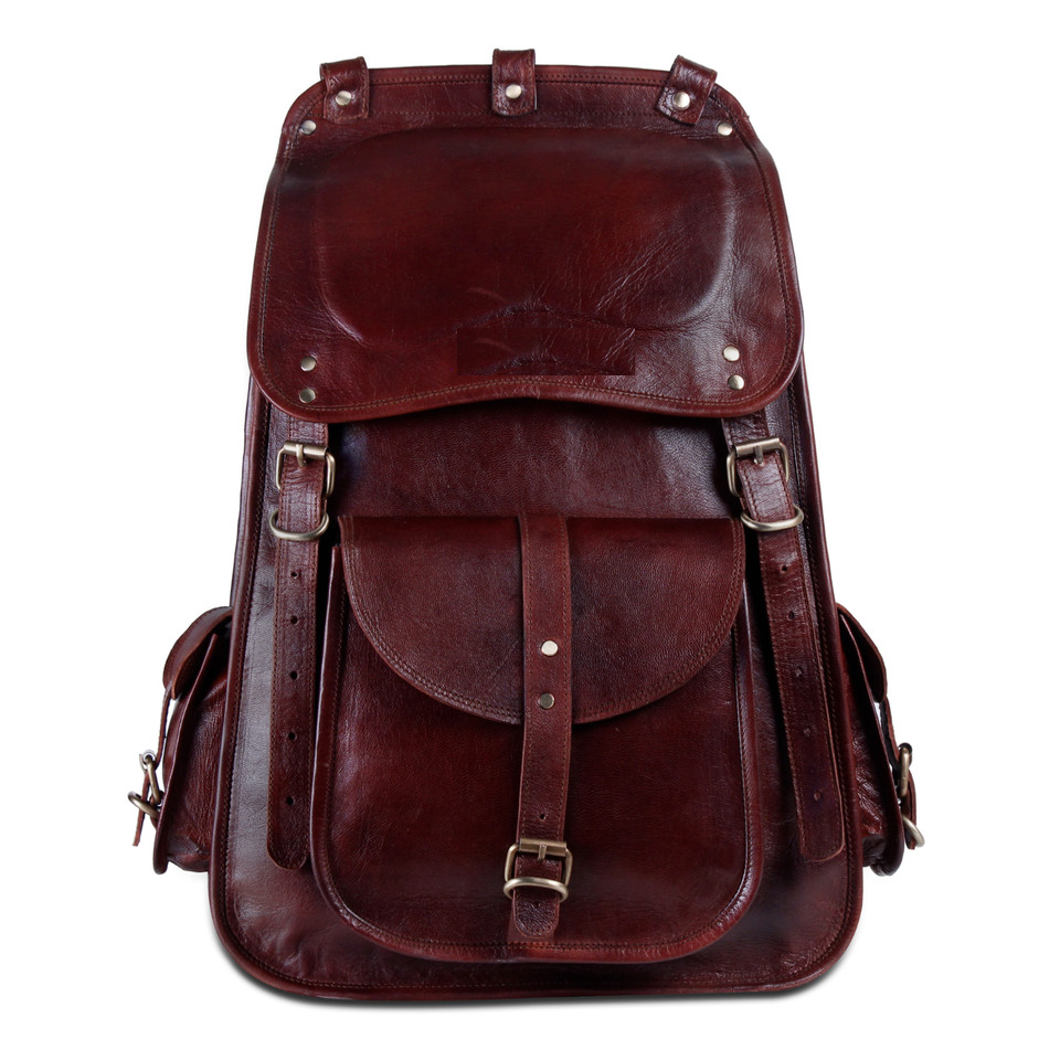 Shoulder New Handmade World Brown Genuine Leather Backpack Laptop Bag