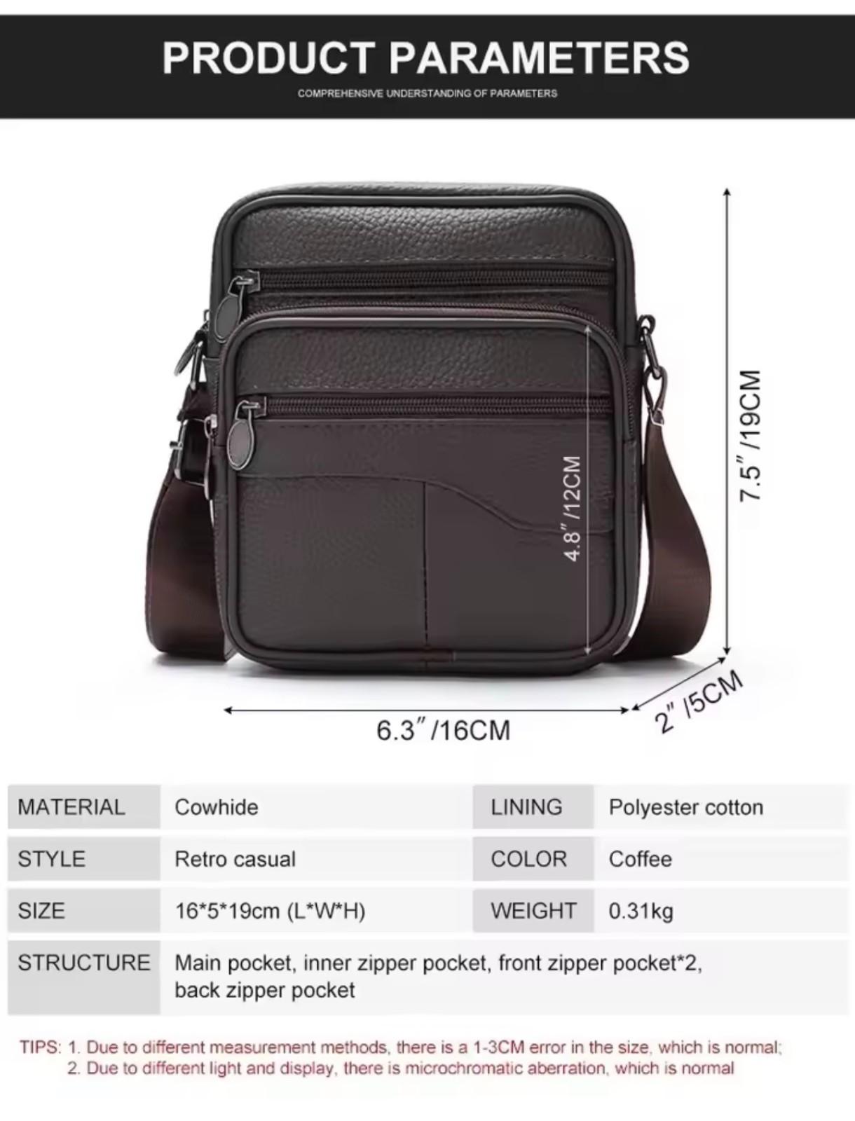 Men’s small shoulder bag Geniune leather travel community crossbody bag