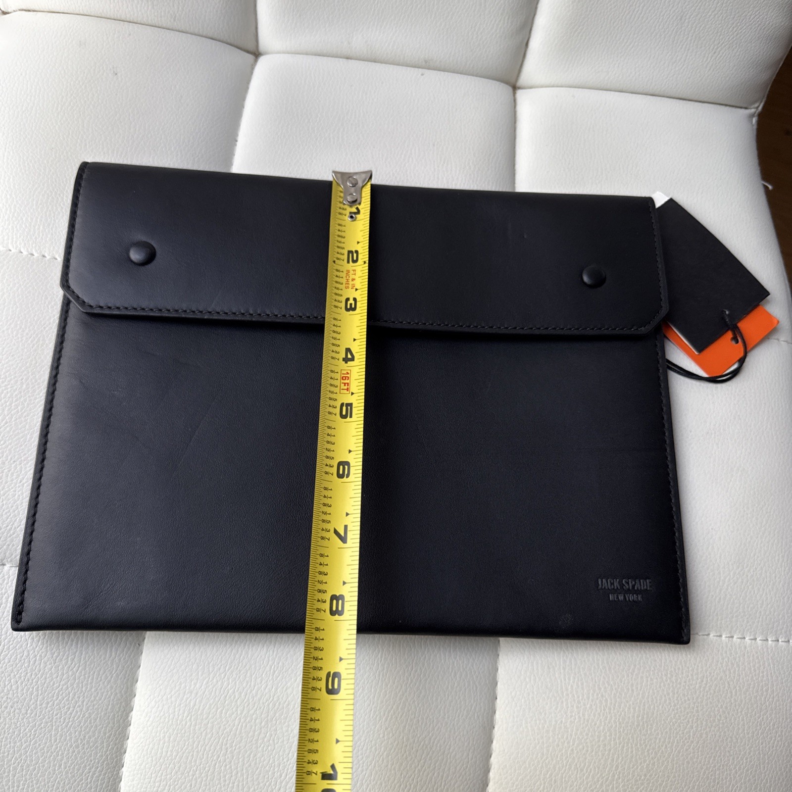 NWT Jack Spade Zip Snap Tablet Sleeve Portfolio Black Leather Pouch Case