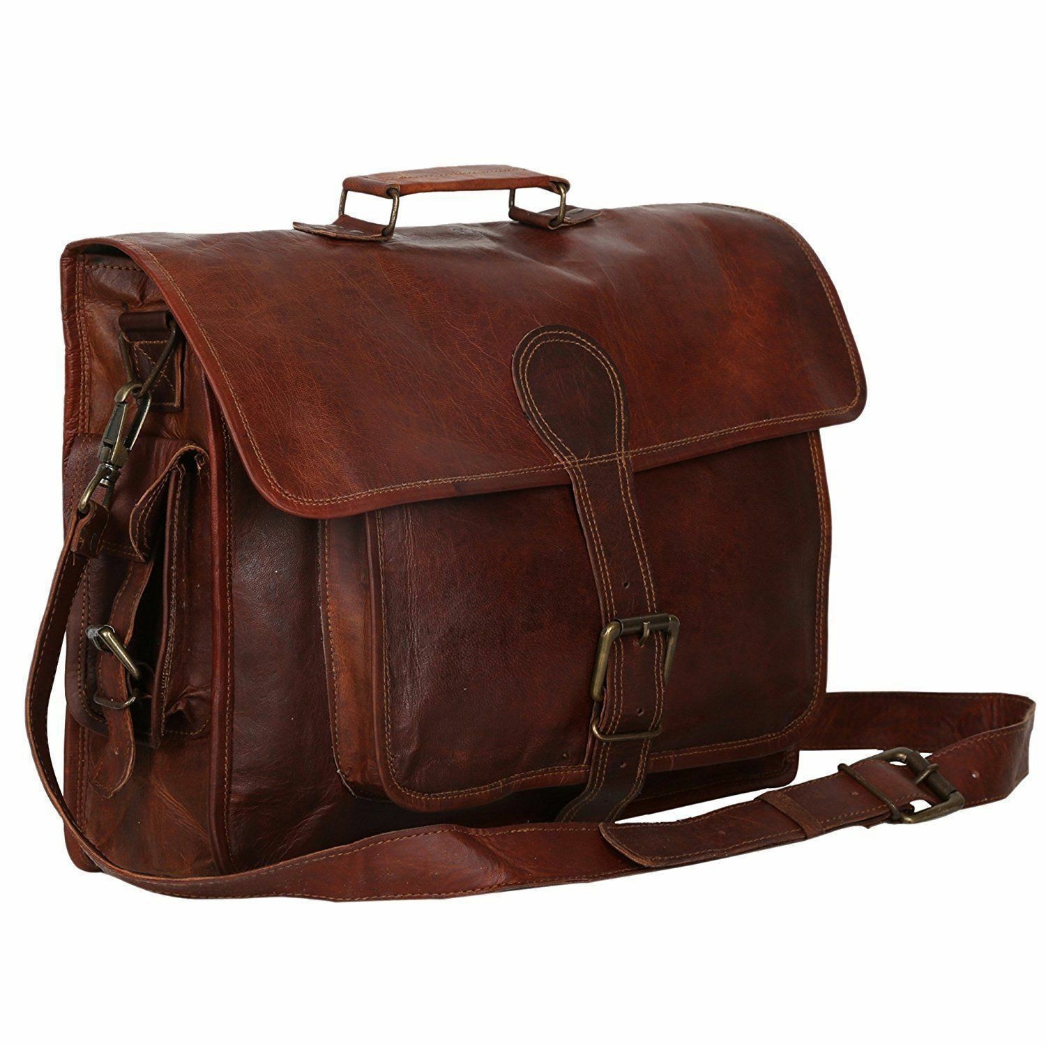 Women’s Genuine Leather Messenger Bag Brown Laptop Briefcase Shoulder Work Offic