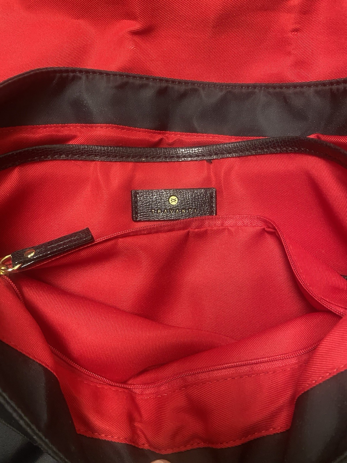 Travanti Made In Italy Laptop Crossbody Messenger Black