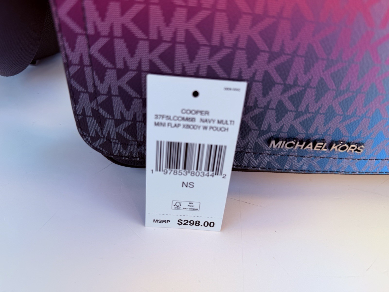 Michael Kors Cooper Flap Crossbody Bag + Pouch MK Ombre Dark Raspberry Multi