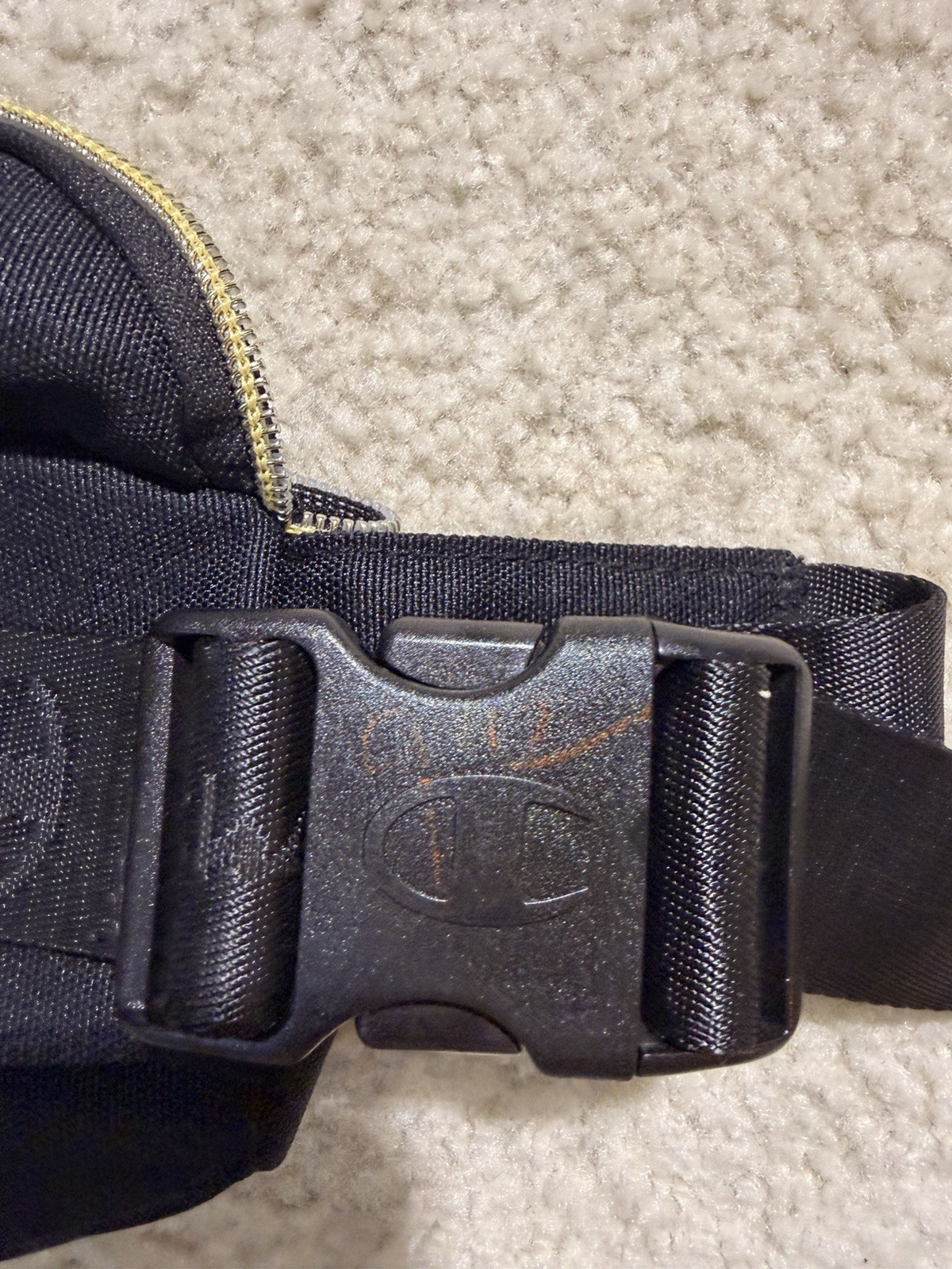 Champion Black Waist Bag Fanny Pack Crossbody Embroidered Logo Adjustable