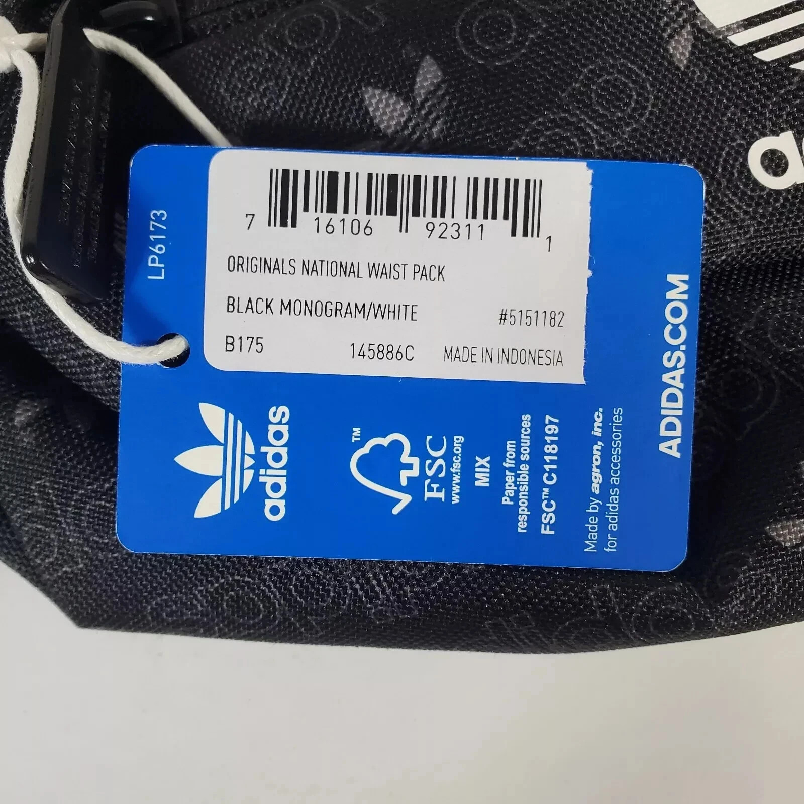 ADIDAS Original MONOGRAM TREFOIL Festival Crossbody Mini Travel BLACK Bag NWT