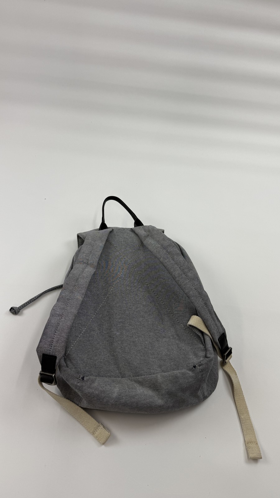 Everlane Backpack Mens Gray Cotton Drawstring Flap Pocket Casual Canvas Bag