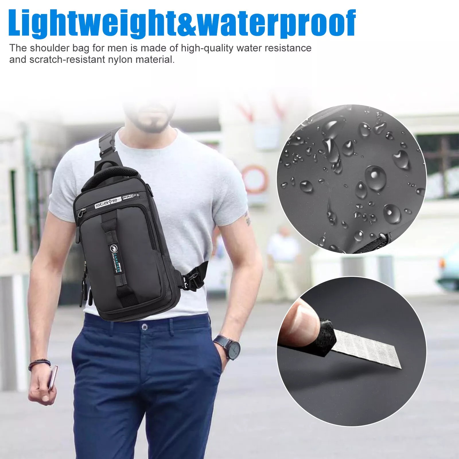 USB port anti-theft chest shoulder messenger backpack men’s sling crossbody bag