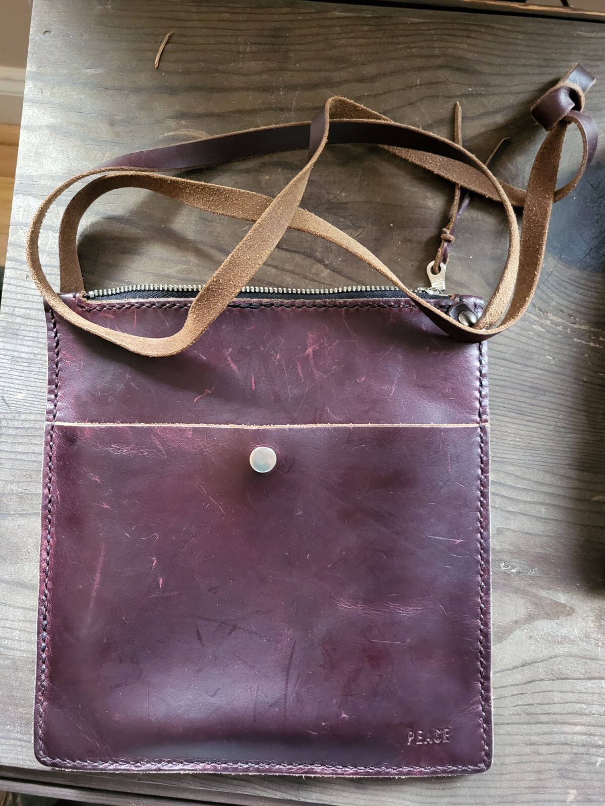 Leather Carry Pouch YKK Zipper Imported European Leather Handsome Rustic