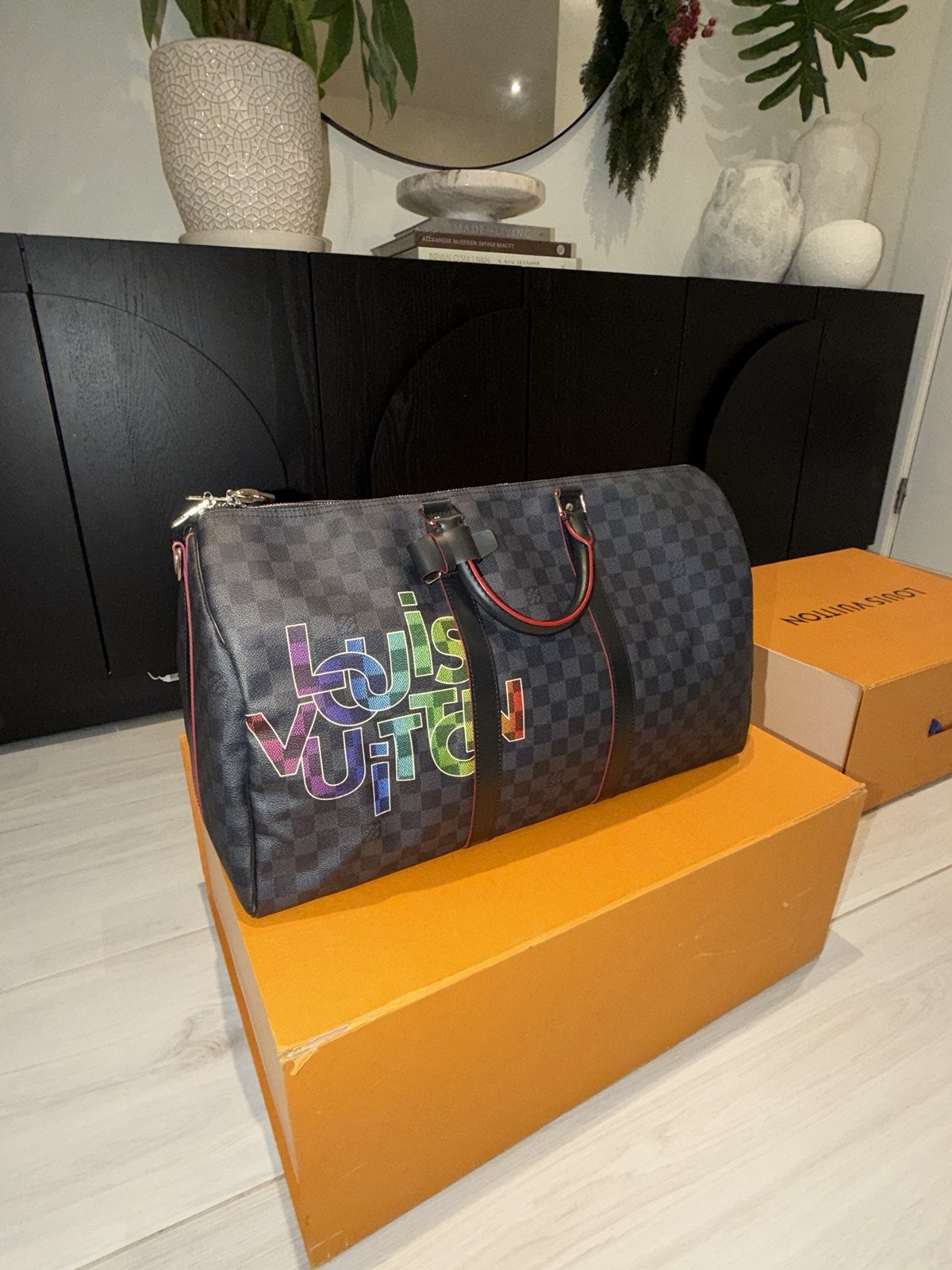 Louis Vuitton Keepall Bandoulière 50 Virgil Abloh Limited Edition Rainbow