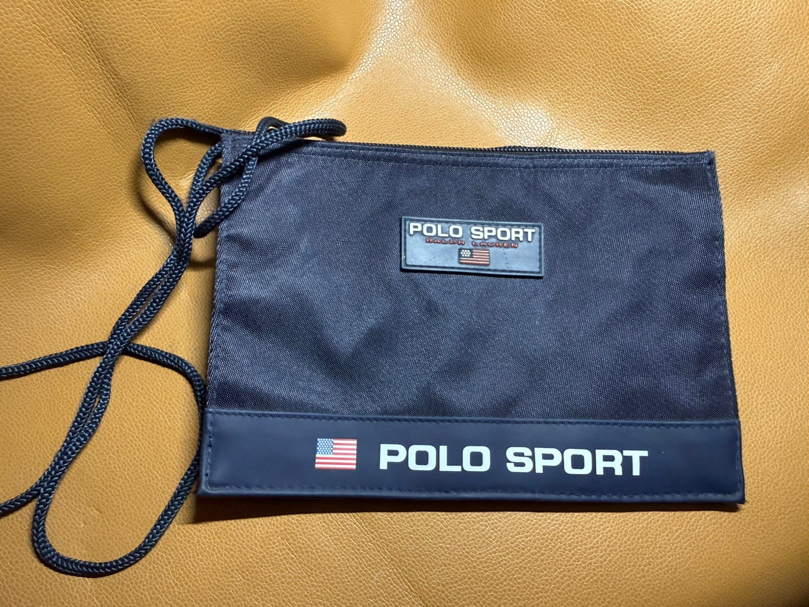 Vtg Ralph Lauren Polo Sport Nylon Crossbody Bag Pouch USA Flag Rare US Seller