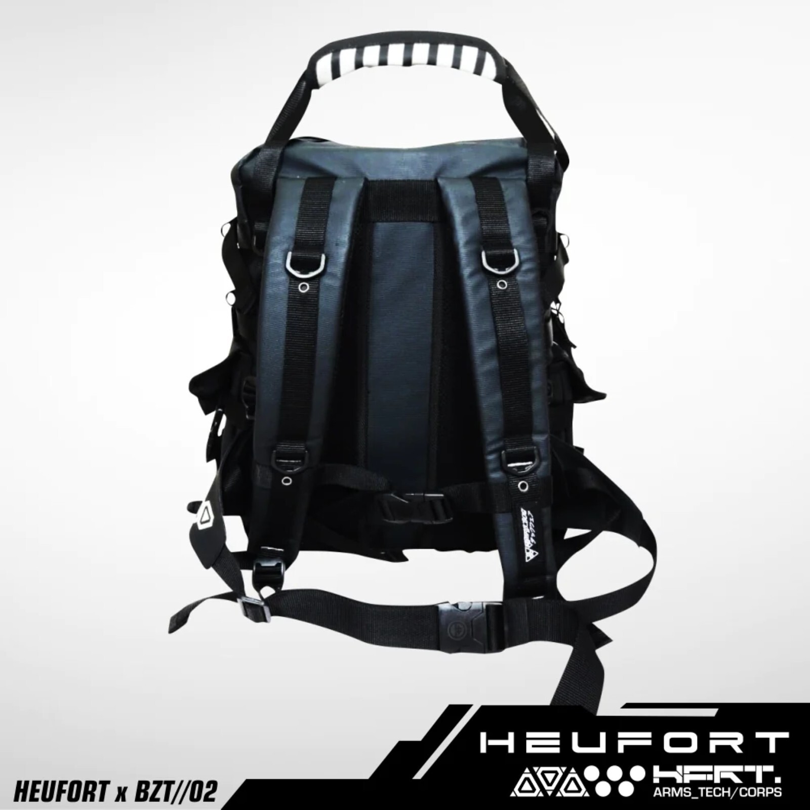 Full Black Backpack Carrier Futuristic Fullzip Backpack Crossbody BZXH-02