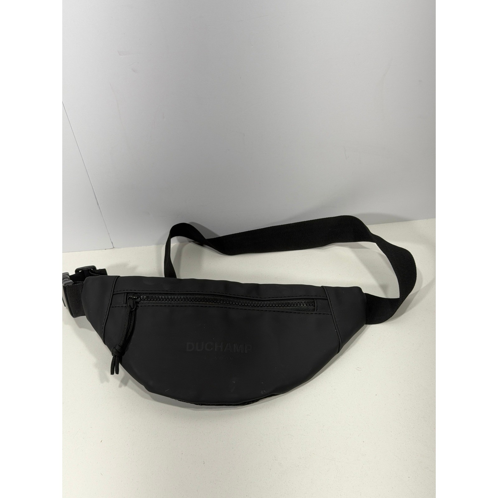 Duchamp London Black Matte Belt Bag Fanny Pack Adjustable Mesh Back Waist Bag