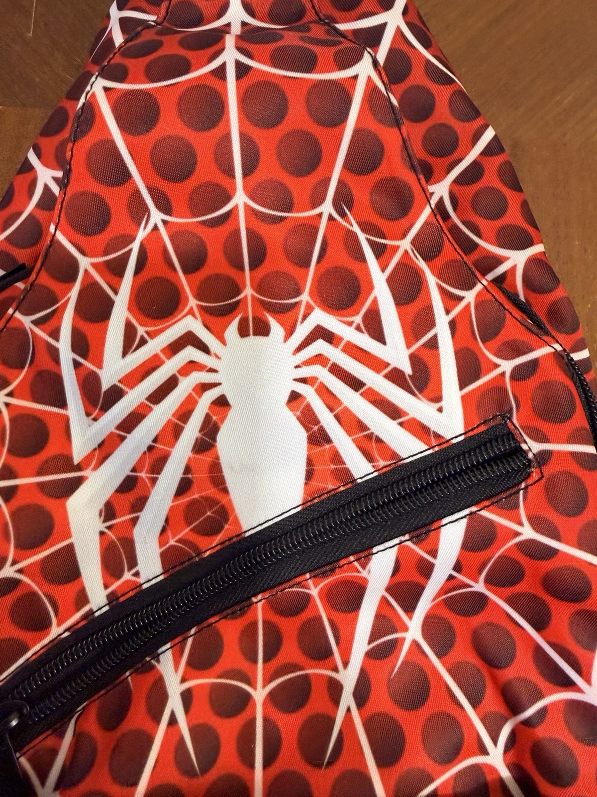 Spider-Man Sling Backpack Bag Red Black Web Polka Dot 11.5″ x 7.5″