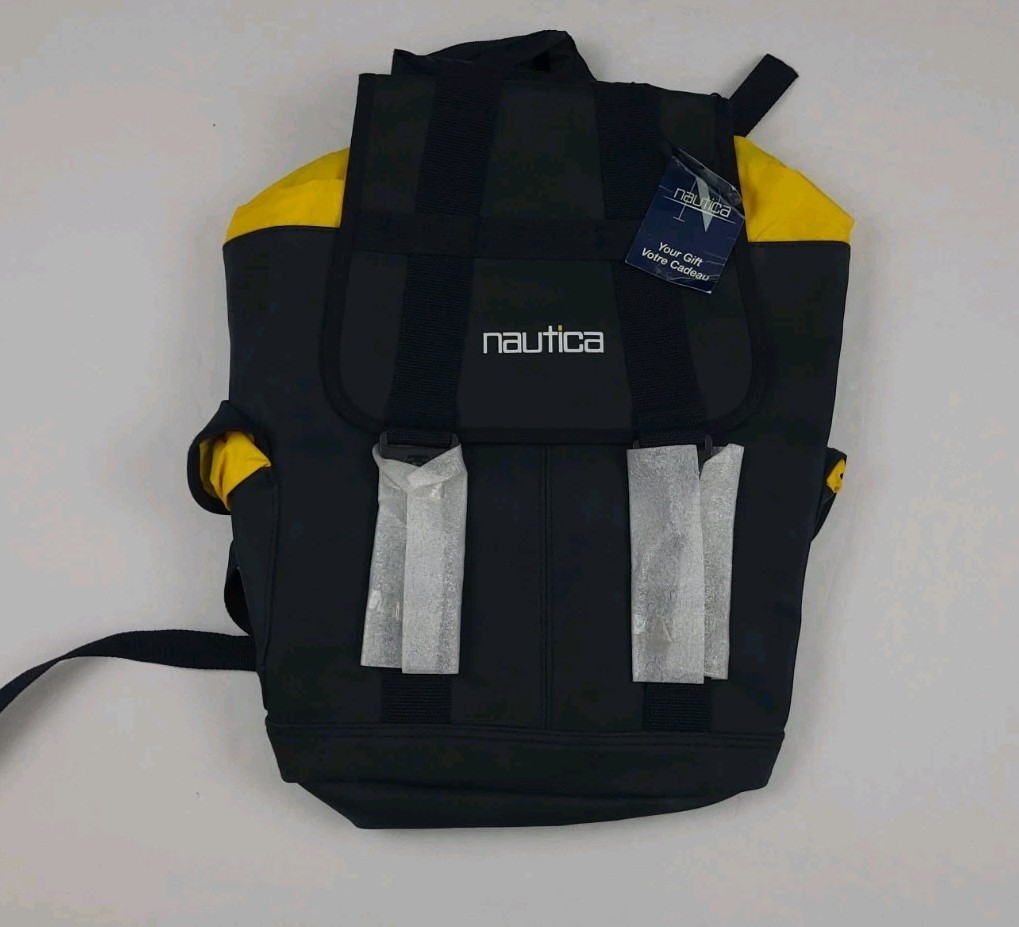 Vintage Nautica Rubber Poly Backpack Bag Unused Vtg Sail Sport Travel Tech 90s