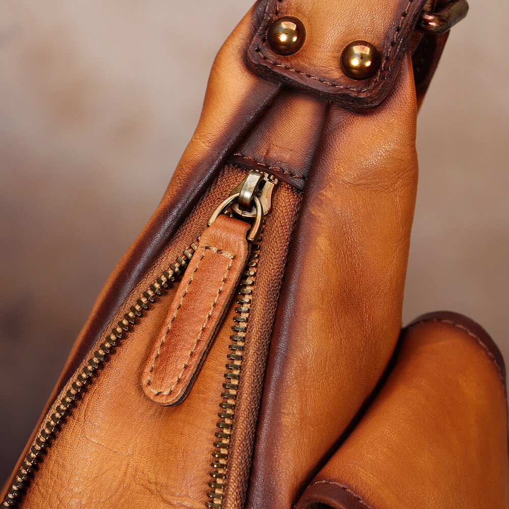 Genuine Leather Large Sling Bag for Men Women Sling Backpack Purse Crossbody Bag