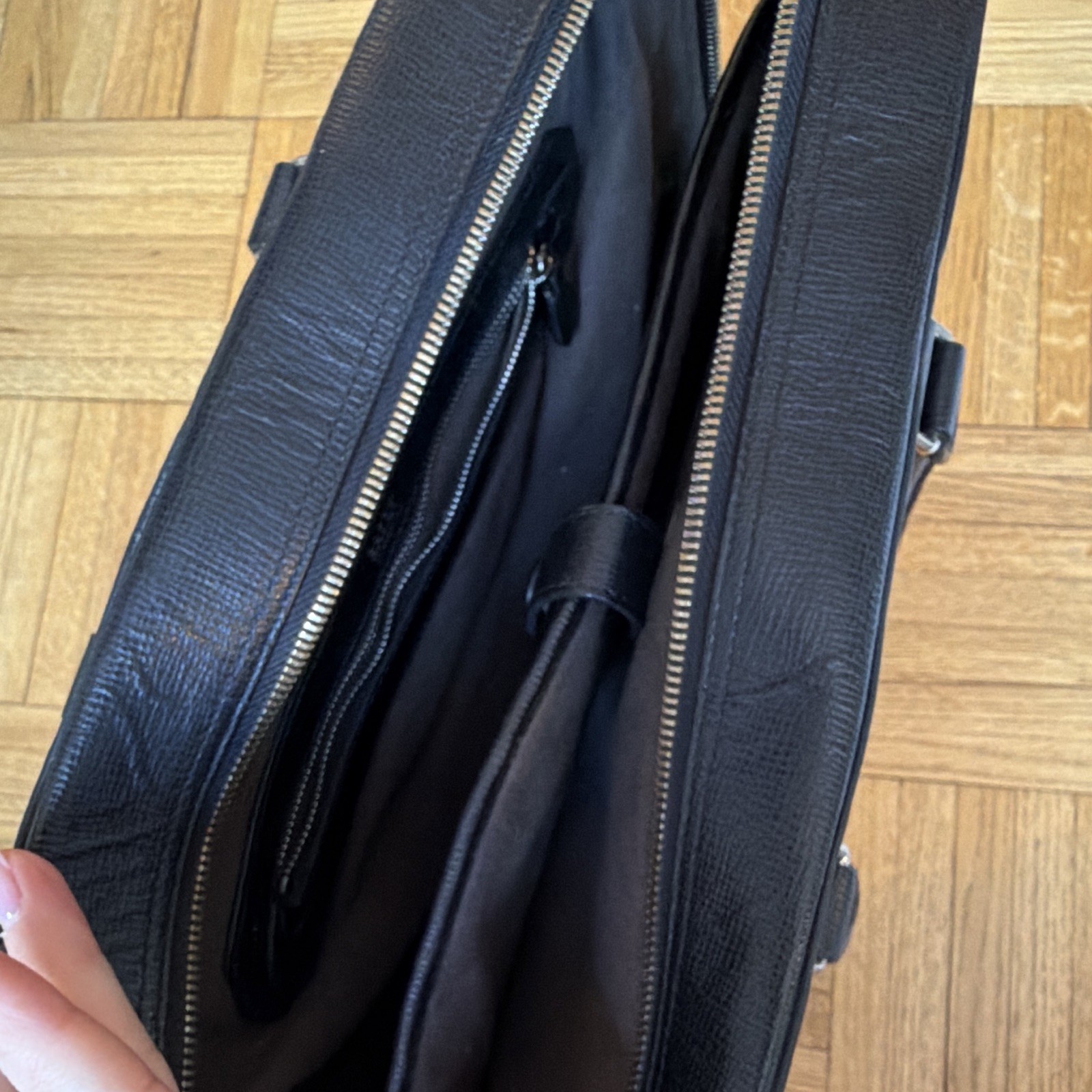 Vintage Bally Black Zip Top Briefcase/Document Case w/ Top Handle